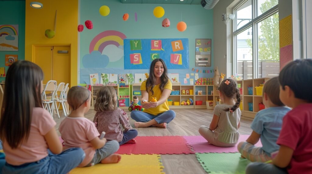 A female teacher engages with children in a classroom, promoting education and interaction among students.

 BEST Teacher Training Institute in Mumbai Borivali