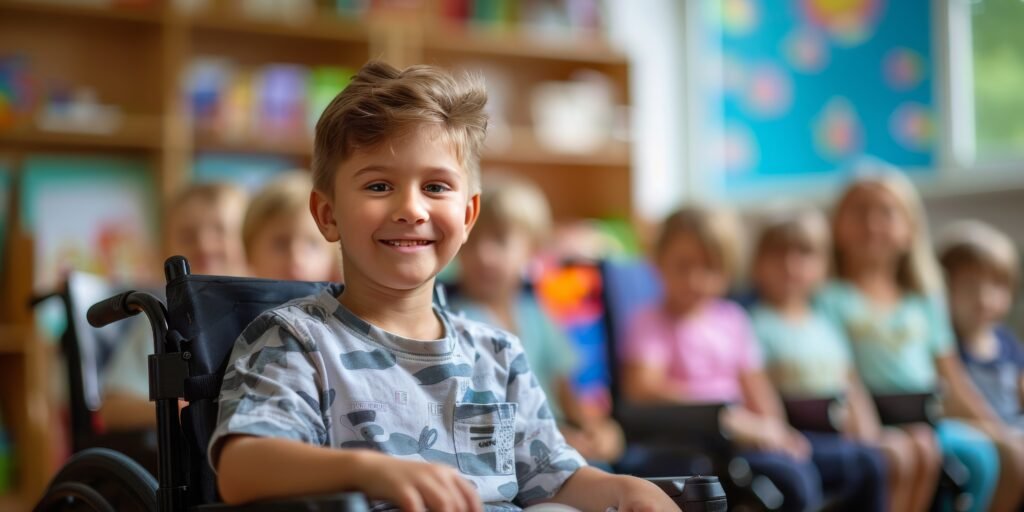 A young boy sits in the chair